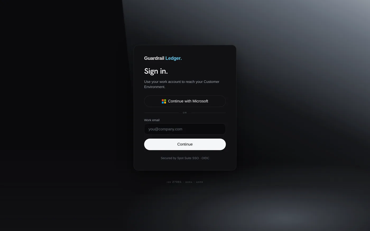 Guardrail Ledger sign-in screen